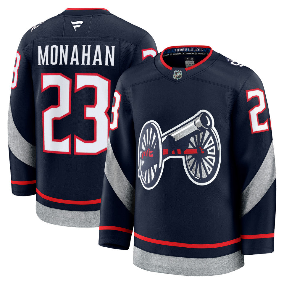 Men's Columbus Blue Jackets Sean Monahan Fanatics Navy 2025 Stadium Series Premium Player Jersey