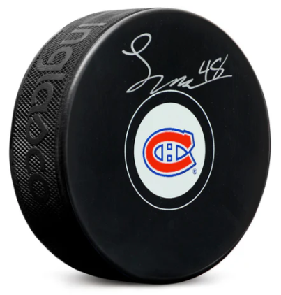 Lane Hutson Autographed Montreal Canadiens Hockey Puck