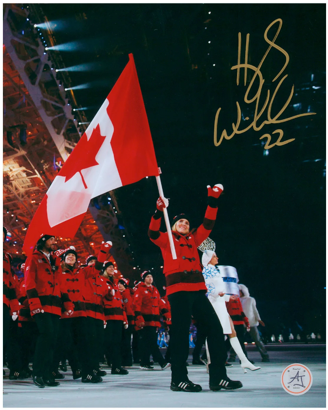 Hayley Wickenheiser Autographed Team Canada Flag Bearer 8x10 Photo