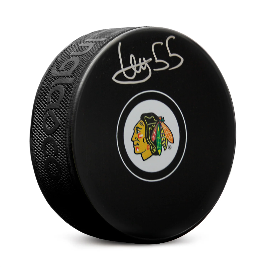 Artyom Levshunov Autographed Chicago Blackhawks Hockey Puck