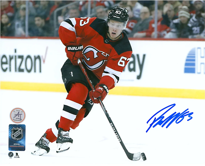 Jesper Bratt Autographed New Jersey Devils Hockey 8x10 Photo