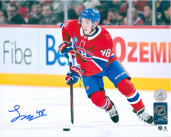 Lane Hutson Autographed Montreal Canadiens Stickhandling 8x10 Photo