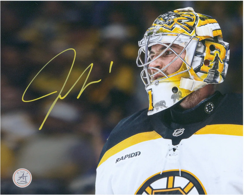 Jeremy Swayman Signed Boston Bruins Goalie Mask Profile 8x10 Photo