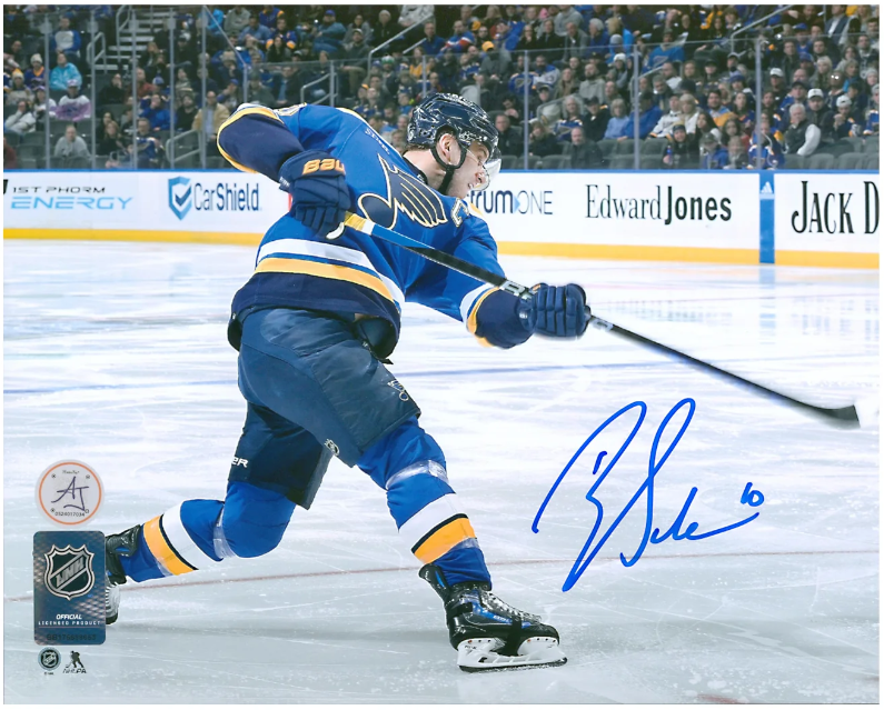 Brayden Schenn Autographed St Louis Blues Slapshot 8x10 Photo