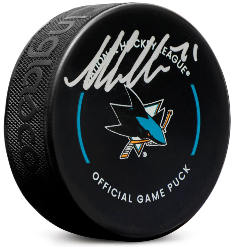 Macklin Celebrini Autographed San Jose Sharks Official Game Puck