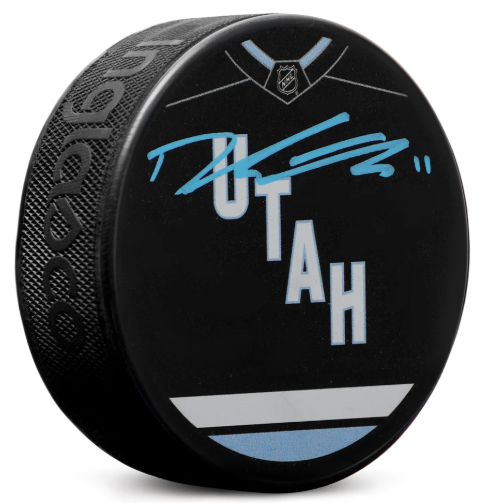 Dylan Guenther Autographed Utah Hockey Club Stitch Design Puck