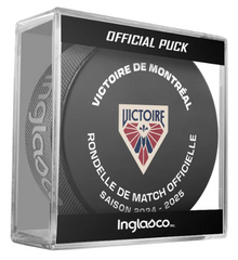 PWHL Montreal Victoire Official 2024-25 Game Hockey Puck- In Cube