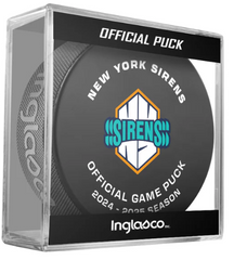 PWHL New York Sirens Official 2024-25 Game Hockey Puck- In Cube