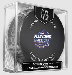 2025 NHL 4 Nations Face-Off Boston Final Championship Official Game Puck Design- in Cube