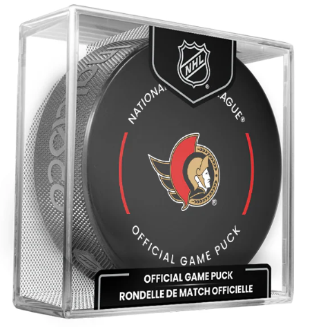 NHL Ottawa Senators Officially Licensed 2024-25 Team Game Hockey Puck Design- In Cube