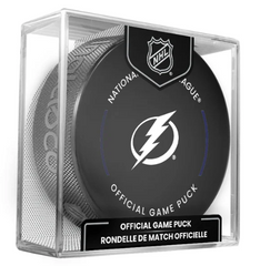 NHL Tampa Bay Lightning Officially Licensed 2024-25 Team Game Hockey Puck Design- In Cube