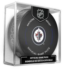 NHL Winnipeg Jets Officially Licensed 2024-25 Team Game Hockey Puck Design- In Cube