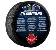 NHL 4 Nations Face-Off 2025 Canada Champions Roster Souvenir Collectors Puck