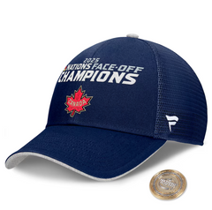 Men's Canada Fanatics Navy 2025 4 Nations Face-Off Champions Locker Room Adjustable Hat