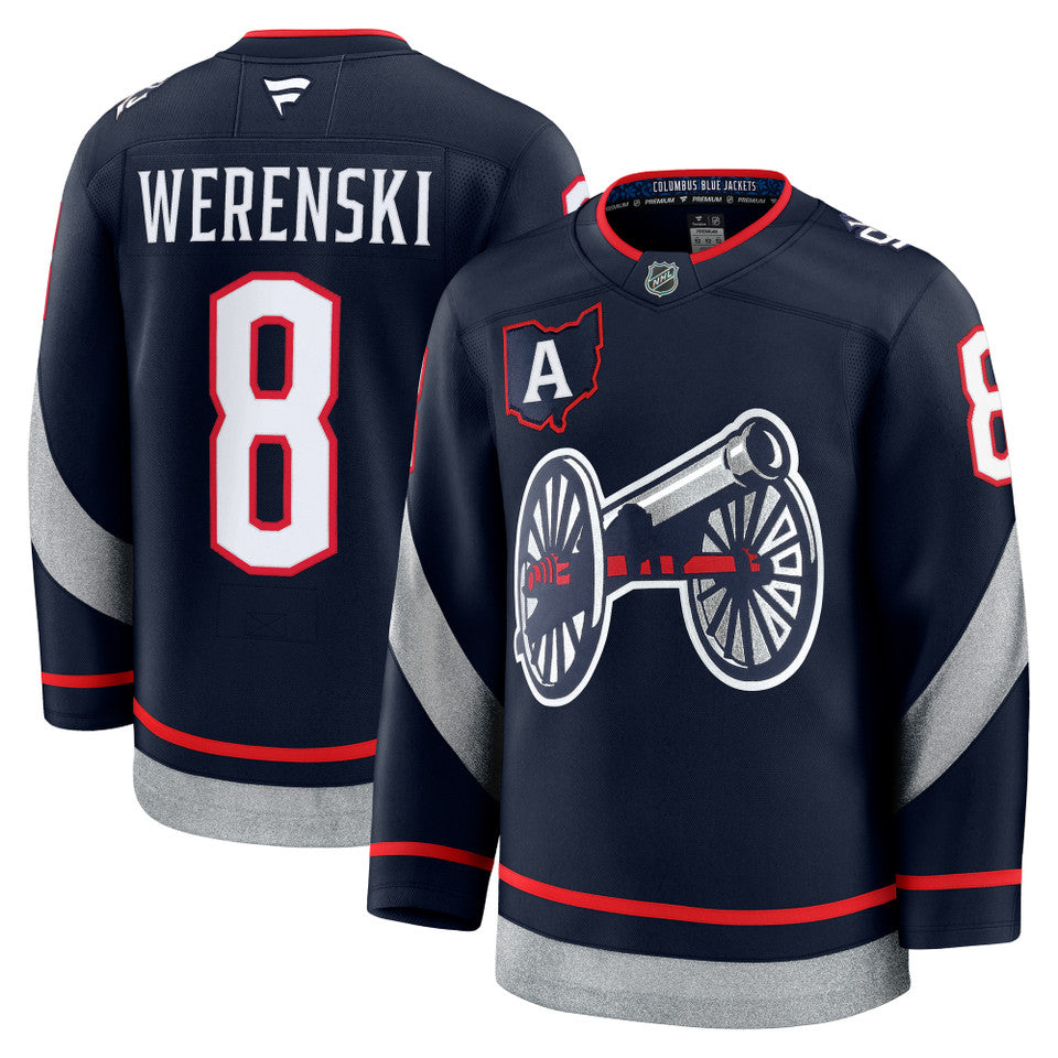 Men's Columbus Blue Jackets Zach Werenski Fanatics Navy 2025 Stadium Series Premium Player Jersey