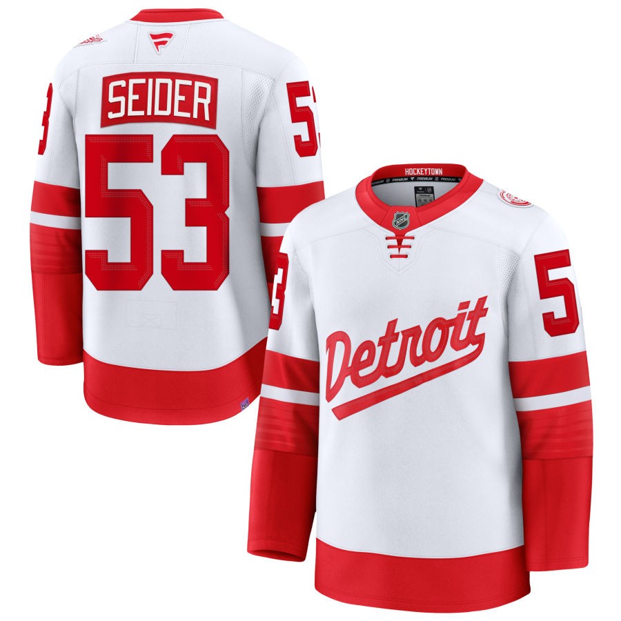 Moritz Seider Detroit Red Wings Fanatics White 2025 NHL Stadium Series Premium Player Jersey